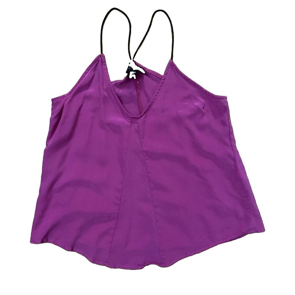 Karina Grimaldi Silk Cami Top Womens XS Magenta Pink Black Strappy Back USA